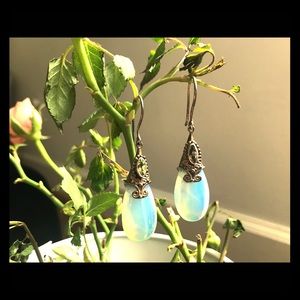 Moonstone, Silver and Peridot Earrings